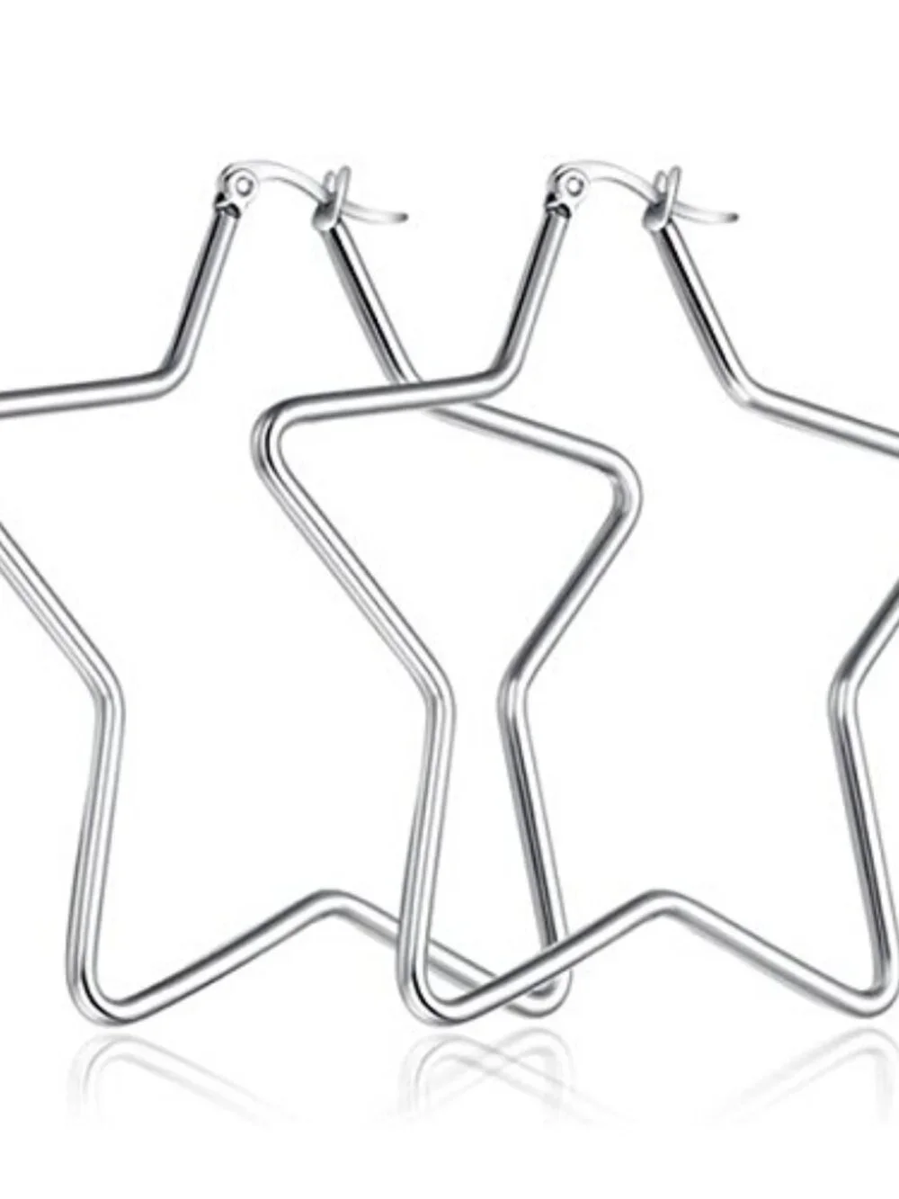 Stainless Steel Star Hoop Ears Large Shaped High Polished Dangle Earings